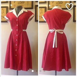 Vintage red and white polka dot dress